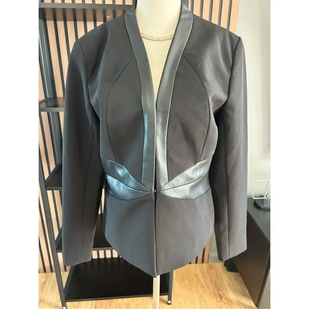 Marc New York Women Blazer Size medium black with faux leather accent work attir